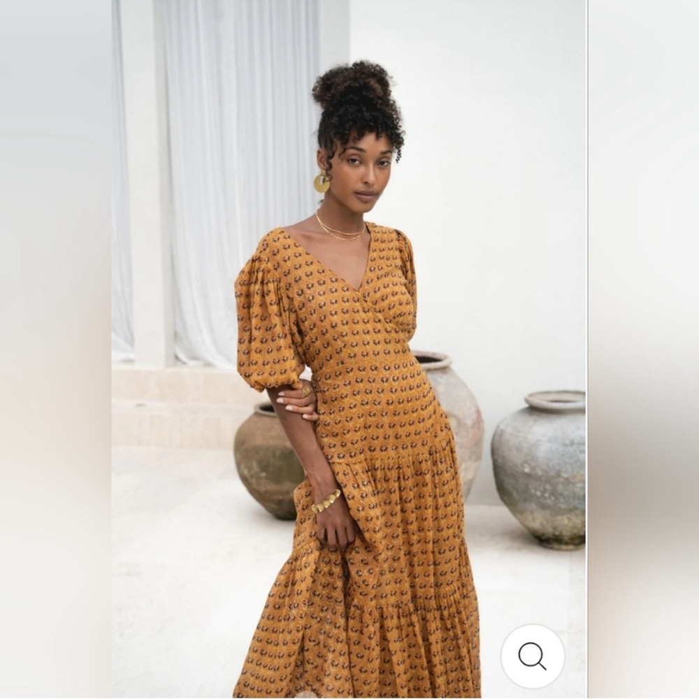 Elegant Mustard Patterned Dress
